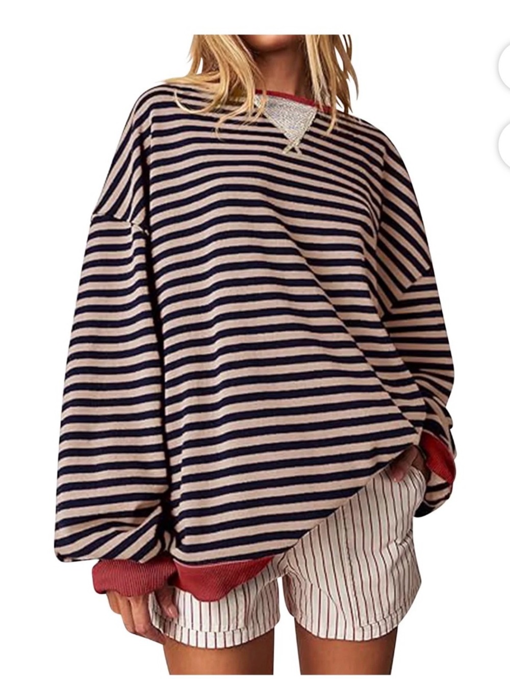 Trendy Striped Oversized Sweatshirt